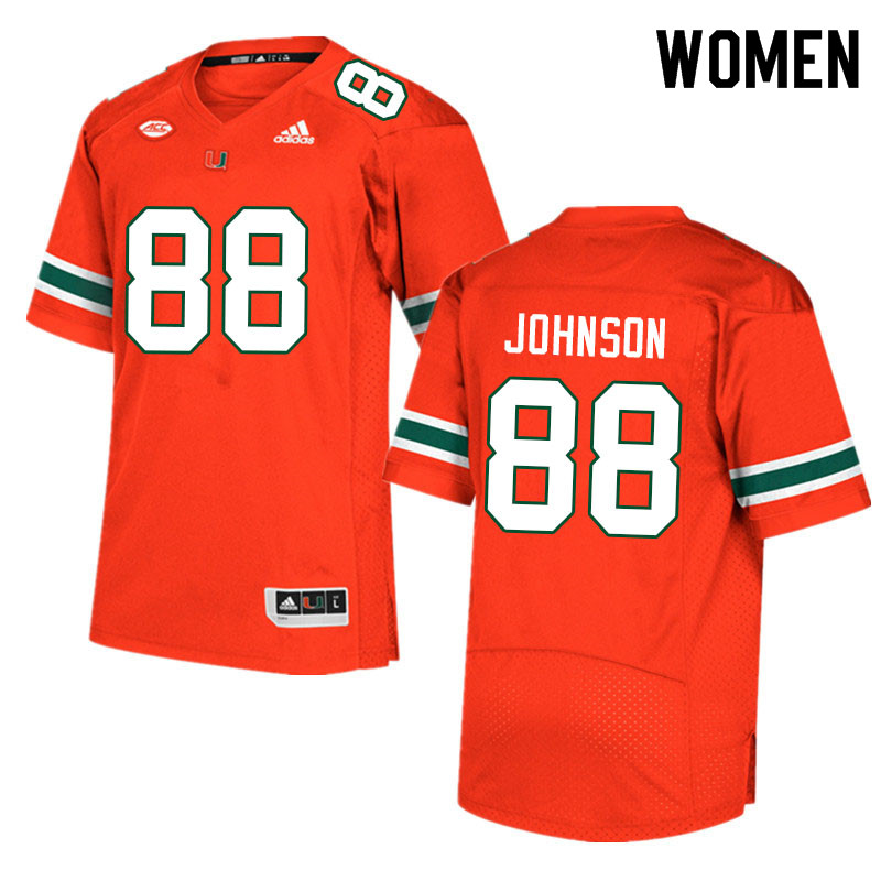 Women #88 Dante Johnson Miami Hurricanes College Football Jerseys Sale-Orange - Click Image to Close